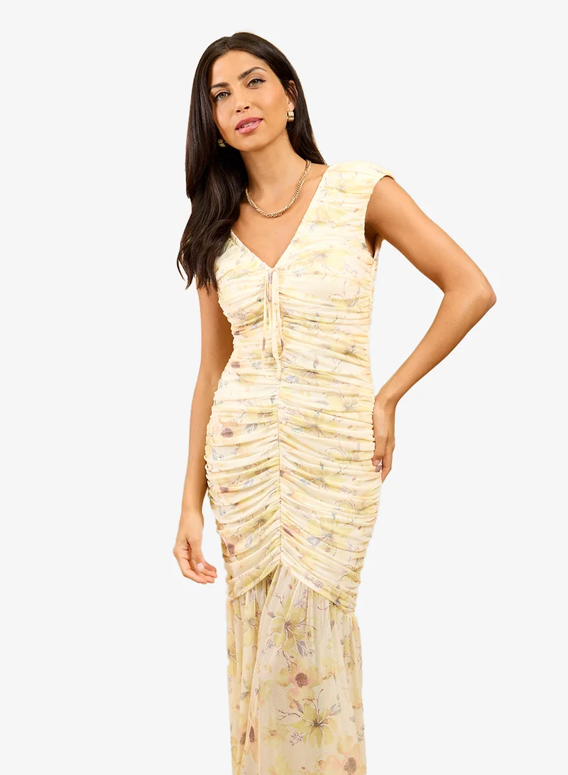 Little Mistress  Floral Gathered Midi Dress for Women | Best Price UAE